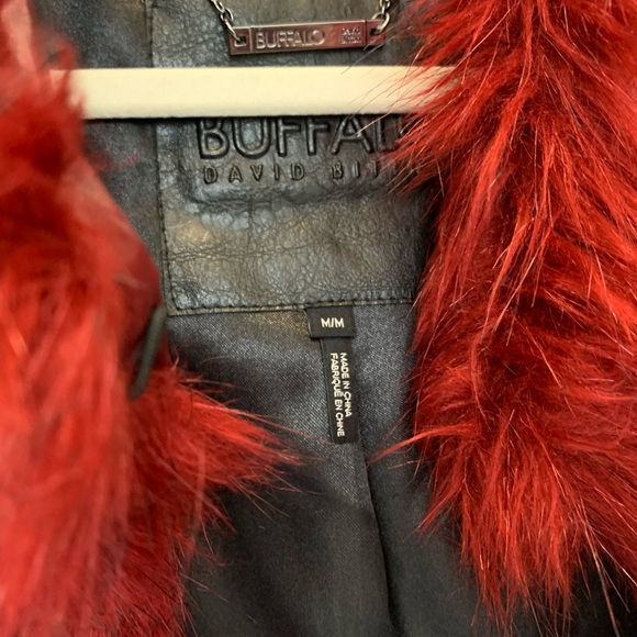 NWOT BUFFALO BY DAVID BITTON WOMEN’S MERLOT/DARK RED FUR DOWN PUFFER VEST SZM - Picture 6 of 10